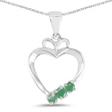 0.21 CTW Genuine Emerald .925 Sterling Silver Pendant