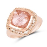 14K Rose Gold Plated 3.25 CTW Genuine Pink Rutile .925 Sterling Silver Ring