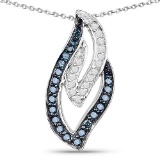 0.23 CTW Genuine White Diamond and Blue Diamond .925 Sterling Silver Pendant