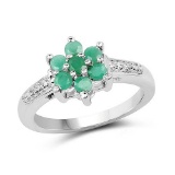 0.46 CTW Genuine Emerald .925 Sterling Silver Ring