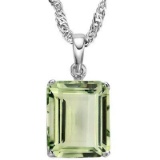 1.0 CTW GREEN AMETHYST 10K SOLID WHITE GOLD SQUARE SHAPE PENDANT