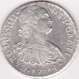 Peru 8 reales silver UNC 1794-1808 Lima Mint Hoard