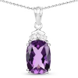 5.93 CTW Genuine Amethyst and White Topaz .925 Sterling Silver Pendant