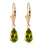 3 CTW 14K Solid Gold Green Grass Peridot Earrings