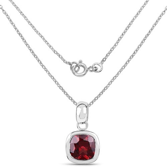 1.50 CTW Genuine Garnet .925 Sterling Silver Pendant