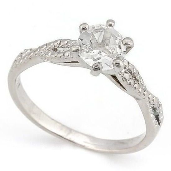 4/5 CARAT WHITE TOPAZ  DIAMOND 925 STERLING SILVER RING