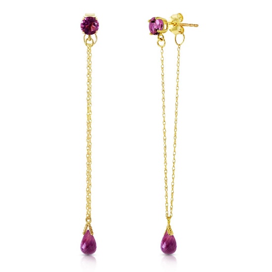 3.15 Carat 14K Solid Gold Chandelier Earrings Natural Amethyst