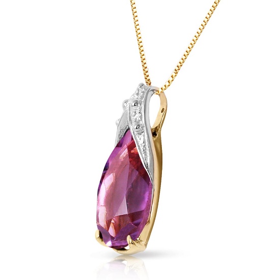 5 Carat 14K Solid Gold Visceral Love Amethyst Necklace