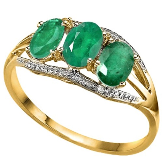 14K EMERALD & WHITE DIAMOND 1.31 CTW Ring