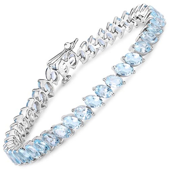 21.42 CTW Genuine Blue Topaz .925 Sterling Silver Bracelet