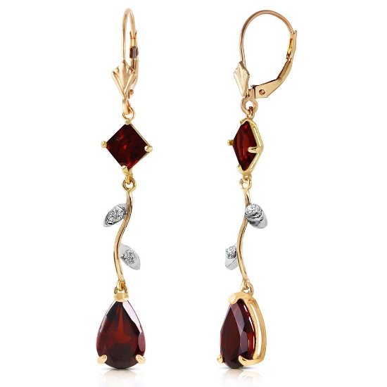 3.97 Carat 14K Solid Gold Chandelier Earrings Diamond Garnet