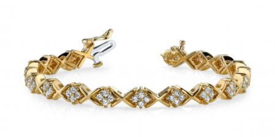 14KT YELLOW GOLD 2 CTW G-H VS2/SI1 X PATTERN DIAMOND BRACELET