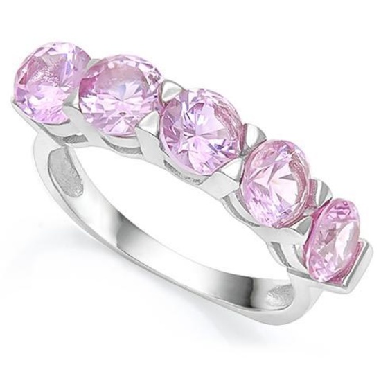 3 CT CREATED PINK SAPPHIRE 925 STERLING SILVER RING