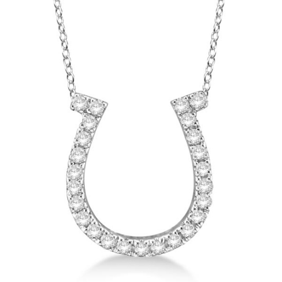 Diamond Horseshoe Pendant Necklace 14k White Gold (0.26ct)