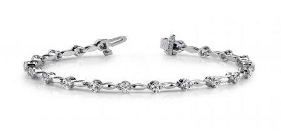 14K WHITE GOLD 1 CTW G-H VS2/SI1 TEARDROP LINK DIAMOND BRACELET