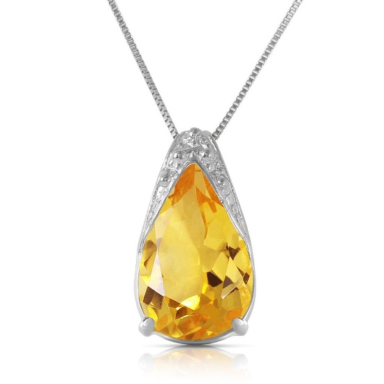 5 Carat 14K Solid White Gold Necklace Natural Citrine