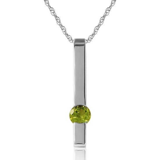 0.25 Carat 14K Solid White Gold Listen To Yourself Peridot Necklace