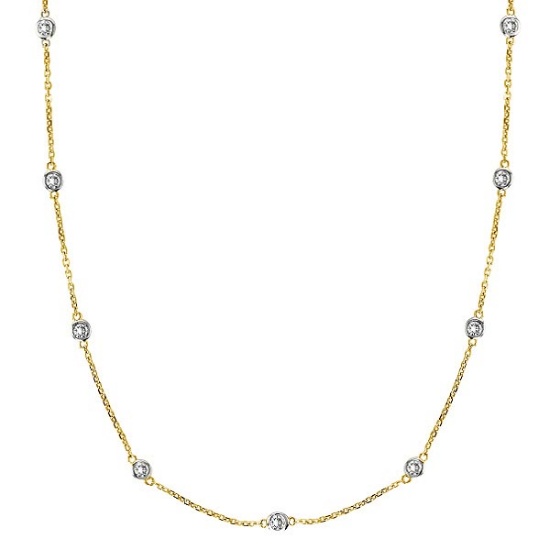 Diamonds by The Yard Bezel-Set Necklace in 14k Two Tone Gold (1.00ctw)