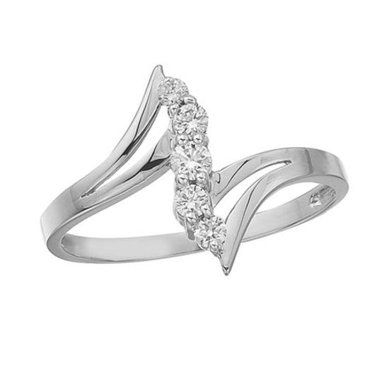 Certified 14K White Gold and Diamond Bypass Promise Ring 0.17 CTW