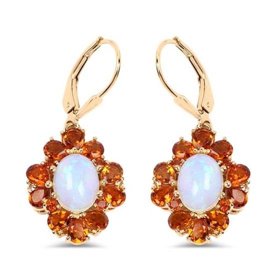 14K Yellow Gold Plated 5.42 CTW Genuine Ethiopian Opal Citrine and White Topaz .925 Sterling Silver