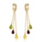 4.9 Carat 14K Solid Gold Chandelier Earrings Multi Gemstones