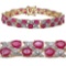 14K Yellow Gold Plated 18.32 CTW Genuine Ruby .925 Sterling Silver Bracelet
