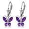 1.24 CTW 14K Solid White Gold Butterfly Earrings Natural Amethyst