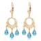 3.75 Carat 14K Solid Gold Chandelier Earrings Blue Topaz