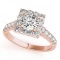 CERTIFIED 14KT ROSE GOLD 1.65 CTW G-H/VS-SI1 DIAMOND HALO ENGAGEMENT RING