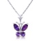 0.6 CTW 14K Solid White Gold Butterfly Necklace Purple Amethyst