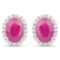2.06 CTW Genuine Ruby and White Diamond 14K Yellow Gold Earrings