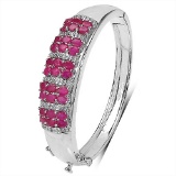 7.50 ct. t.w. Ruby and White Topaz Bangle in Sterling Silver