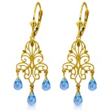 3.75 Carat 14K Solid Gold Mademoiselle Blue Topaz Earrings