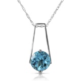 1.45 Carat 14K Solid White Gold Make Your Day Blue Topaz Necklace