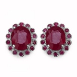 7.78 CTW Genuine Glass Filled Ruby & Ruby .925 Sterling Silver Earrings