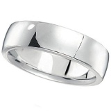 Mens Wedding Ring Low Dome Comfort-Fit in 14k White Gold (6mm)