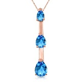 14K Solid Rose Gold Necklace with Natural Blue Topaz