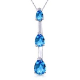 1.71 CTW 14K Solid White Gold Believe In Hope Blue Topaz Necklace