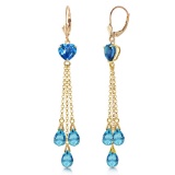 9.5 Carat 14K Solid Gold Chandelier Earrings Briolette Blue Topaz