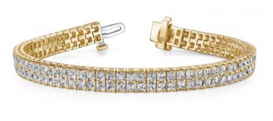 14KT YELLOW GOLD 8 CTW G-H SI2/SI3 ENDLESS DREAMS PRINCESS CUT TENNIS BRACELET