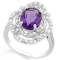 3 1/2 CARAT CREATED AMETHYST  4 CARAT (40 PCS) FLAWLESS CREATED DIAMOND 925 STERLING SILVER RING