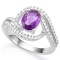 1.10 CT AMETHYST  9PCS CREATED DIAMOND 925 STERLING SILVER RING