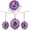11.60 CTW Genuine Amethyst and White Topaz .925 Sterling Silver 3 Piece Jewelry Set (Ring Earrings a