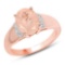 14K Rose Gold Plated 2.60 CTW Genuine Morganite and White Topaz .925 Sterling Silver Ring