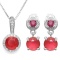 CREATED RUBY  1/4 CARAT RUBY 925 STERLING SILVER SET