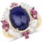 14K Yellow Gold Plated 6.72 CTW Genuine Lapis Rhodolite and White Topaz .925 Sterling Silver Ring