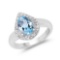 2.25 CTW Genuine Blue Topaz and White Topaz .925 Sterling Silver Ring