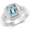 2.24 CTW Genuine London Blue Topaz and White Topaz .925 Sterling Silver Ring