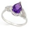 1 1/3 CARAT AMETHYST  DIAMOND 925 STERLING SILVER RING