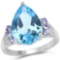 6.85 CTW Genuine Swiss Blue Topaz Tanzanite and White Topaz .925 Sterling Silver Ring